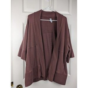 Athleta Lotus Textured Womens Wrap Open Cardigan S/M Violet Purple Side Pockets